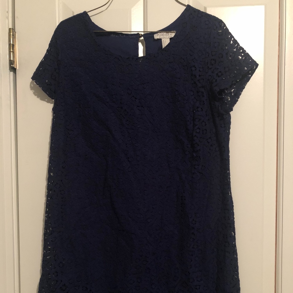 Forever 21 Navy Lace Dress, size L $20